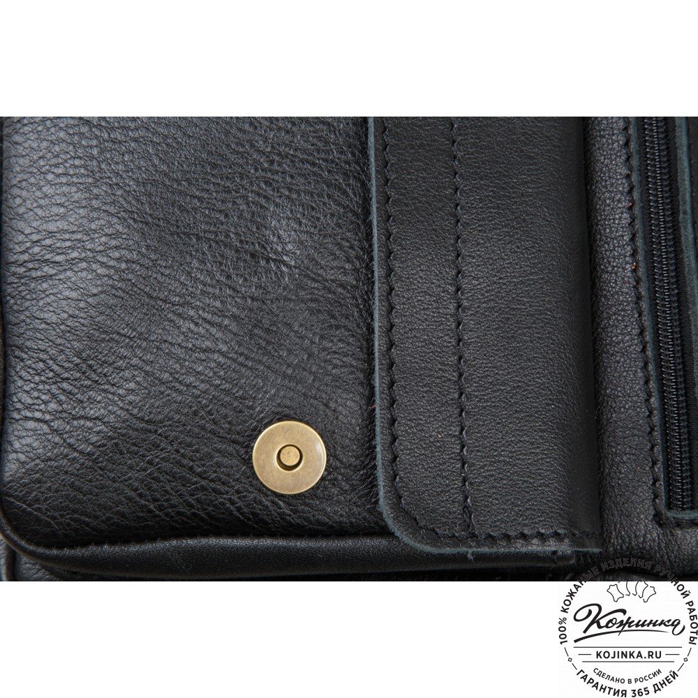 Кожаная сумка через плечо "Шерлок" (черная)